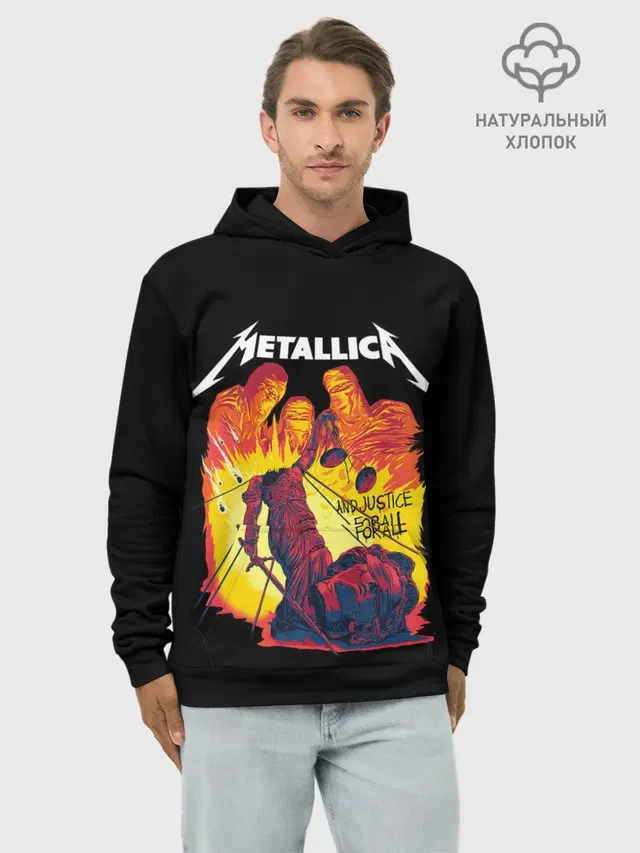 Худи мужской базовый хлопок с принтом «Metallica — Justice for all»