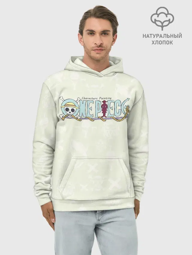 Худи мужской базовый хлопок с принтом «Ван Пис — Эмблемы One Piece. Большой куш»