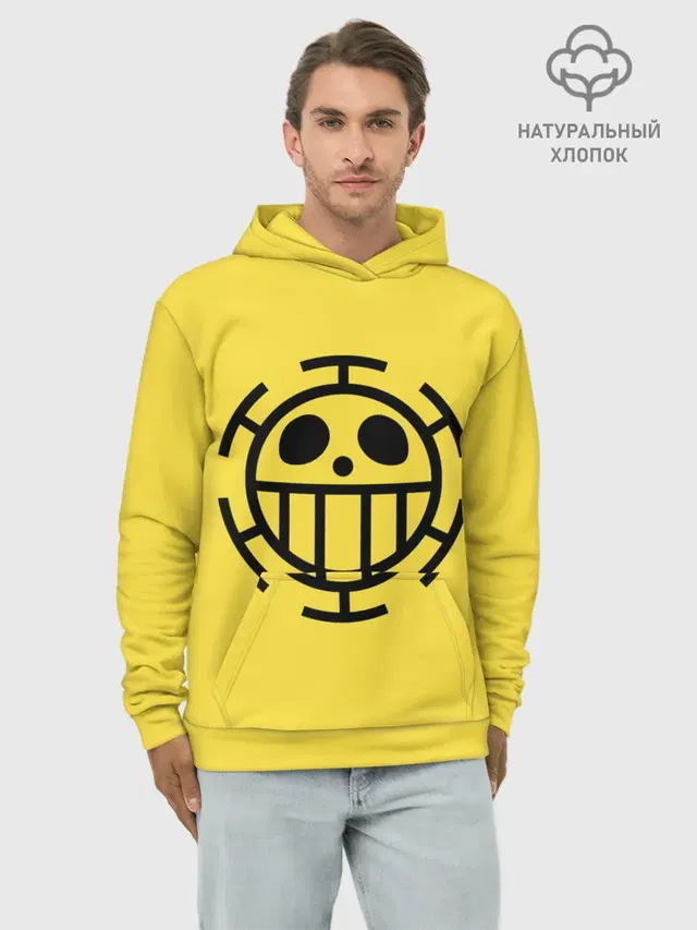 Худи мужской базовый хлопок с принтом «Ван Пис — Как у Трафальгара Ло One Piece»