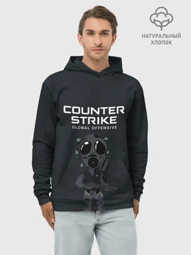 Худи мужской базовый хлопок с принтом «Counter-Strike — CS GO — COUNTER TERRORIS»