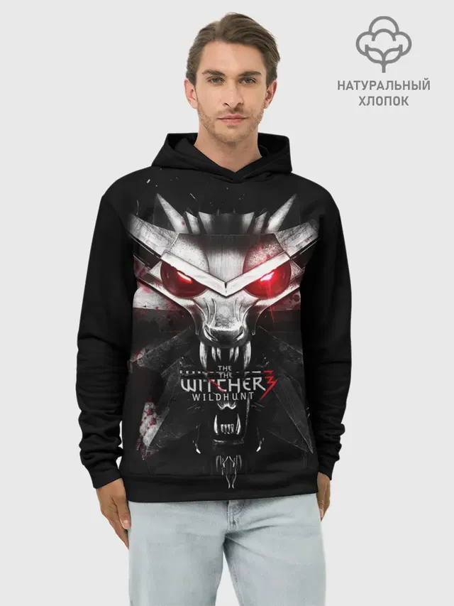 Худи мужской базовый хлопок с принтом «THE Witcher Logo»