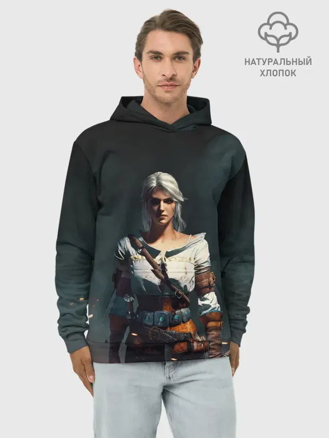Худи мужской базовый хлопок с принтом «THE Witcher Ciri»