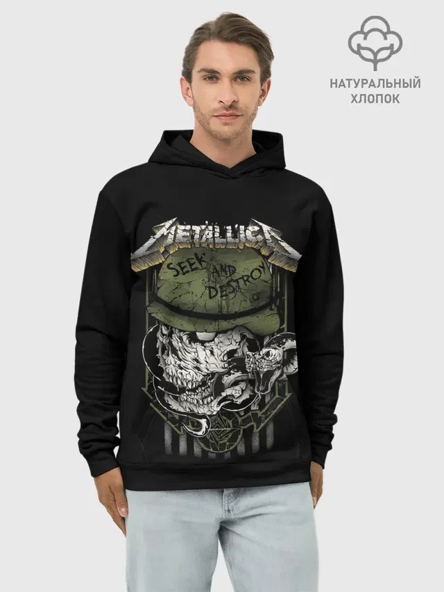 Худи мужской базовый хлопок с принтом «Metallica — Сик энд Дестрой»