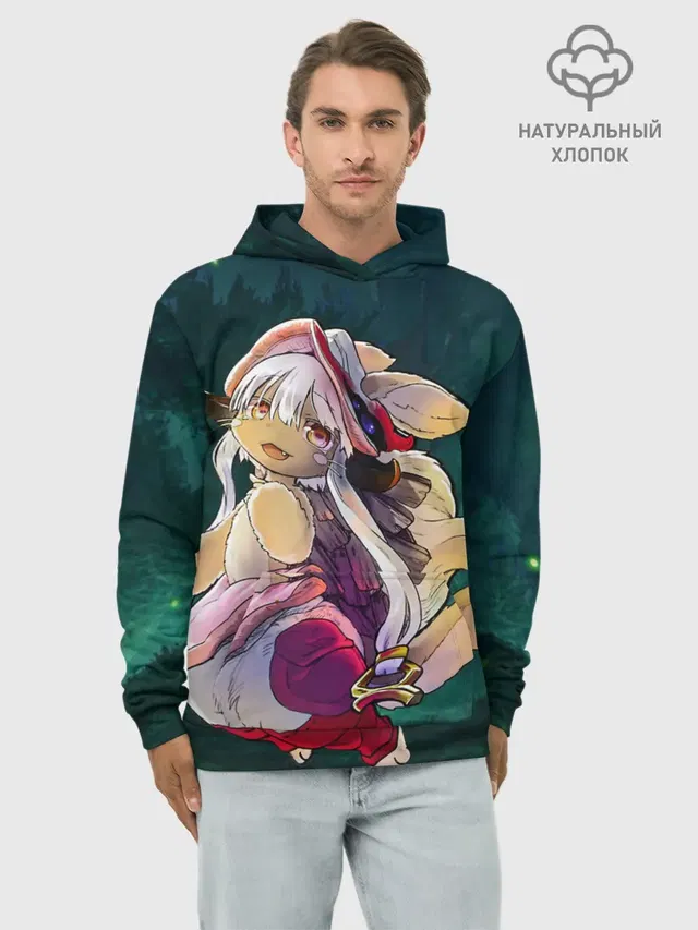 Худи мужской базовый хлопок с принтом «Nanachi»