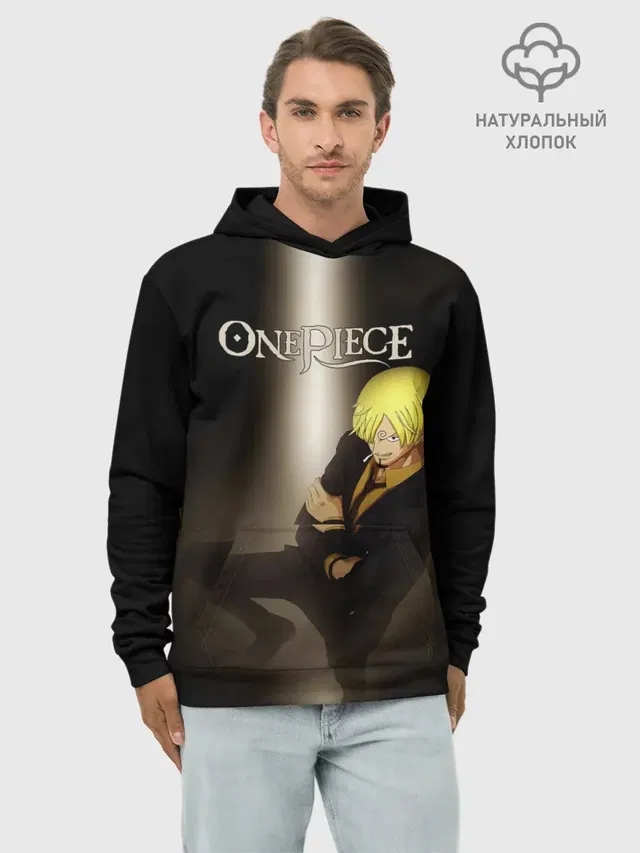 Худи мужской базовый хлопок с принтом «Ван Пис — Винсмок Санджи — One Piece. Большой куш»