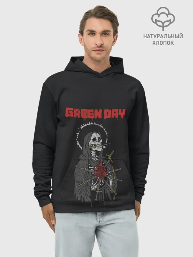 Худи мужской базовый хлопок с принтом «Green Day — ГринДей — Poster»