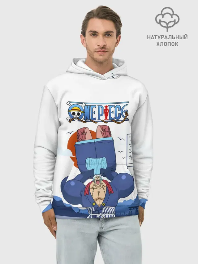 Худи мужской базовый хлопок с принтом «Ван Пис — Фрэнки One Piece. Большой куш»
