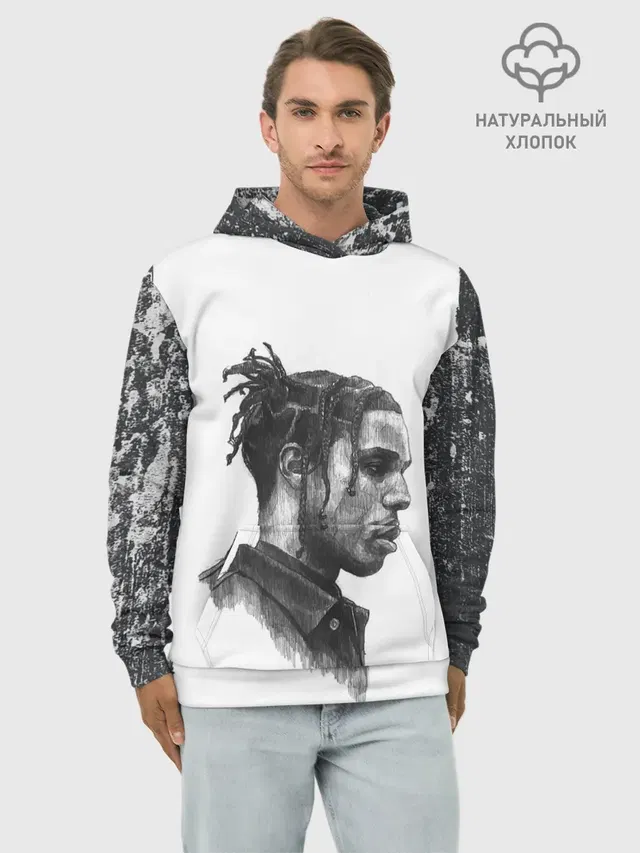 Худи мужской базовый хлопок с принтом «Зарубежные — ASAP ROCKY — АСАП»