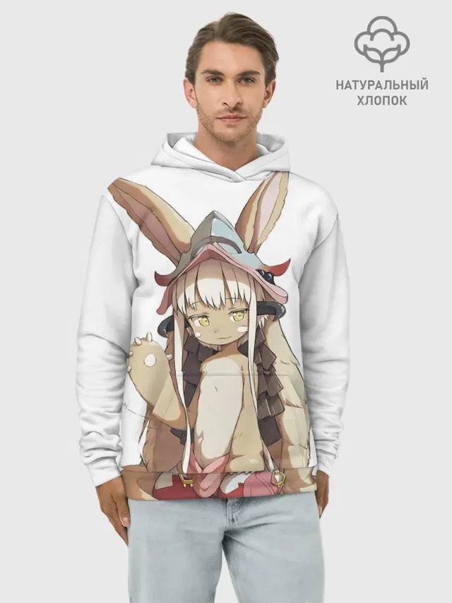 Худи мужской базовый хлопок с принтом «Nanachi»
