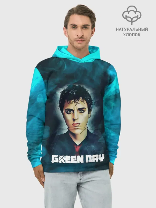Худи мужской базовый хлопок с принтом «Green Day — Billie — ГринДай»