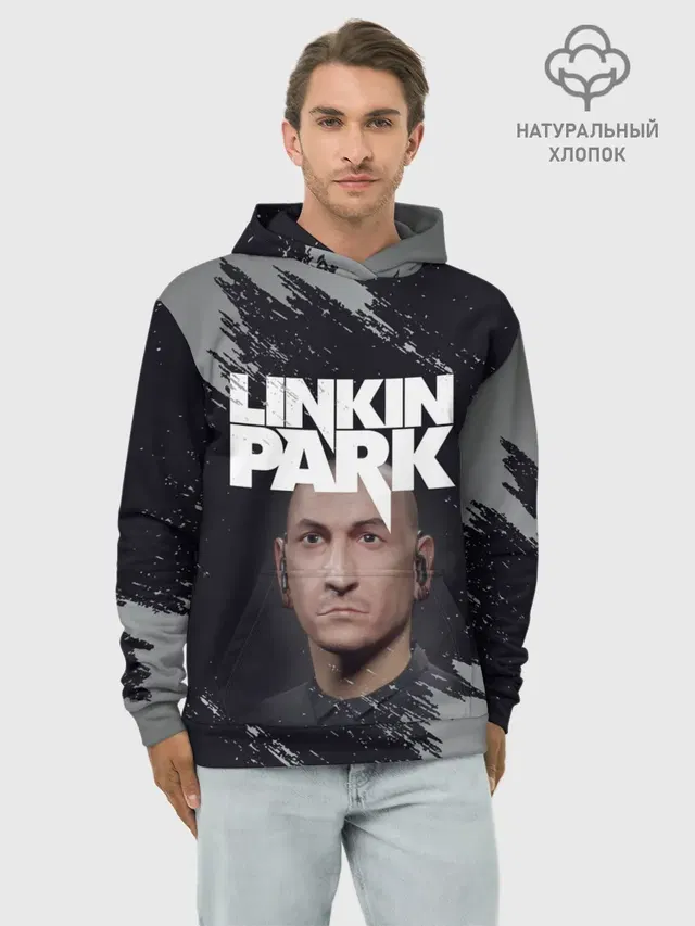 Худи мужской базовый хлопок с принтом «Linkin Park — ЧЕСТЕР»