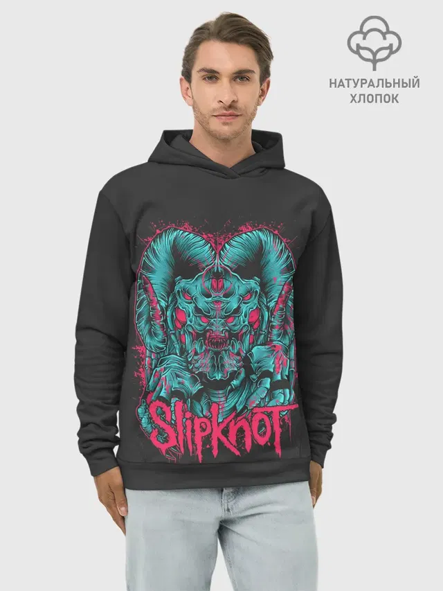 Худи мужской базовый хлопок с принтом «Slipknot Monster»
