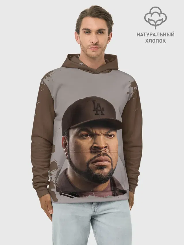 Худи мужской базовый хлопок с принтом «Ice Cube — Айс Куб»