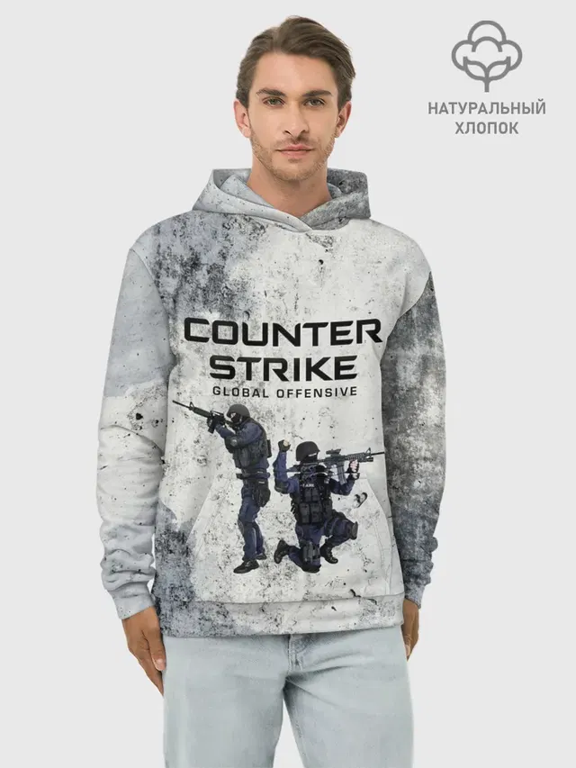 Худи мужской базовый хлопок с принтом «Counter-Strike — COUNTER TERRORIST — CS GO»