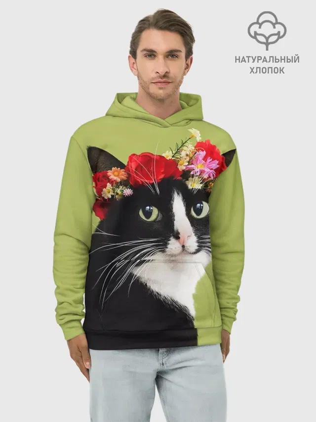 Кот и цветы