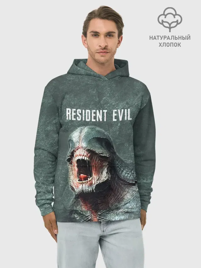 Худи мужской базовый хлопок с принтом «Licker — RESIDENT EVIL 2 — РЕЗИДЕНТ ЕВИЛ»
