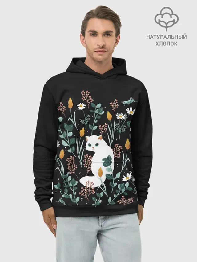 Кошечка среди цветов