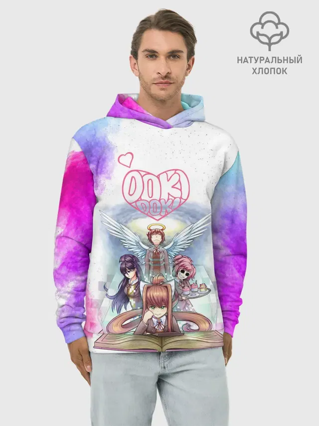 Худи мужской базовый хлопок с принтом «Doki Doki Literature Club — Doki Doki — Доки Доки»