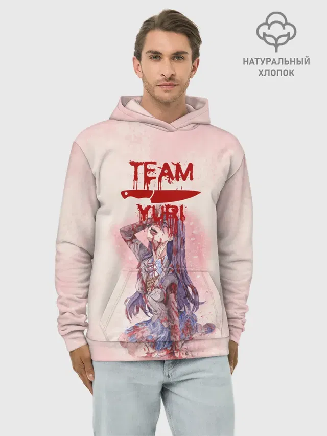Худи мужской базовый хлопок с принтом «Doki Doki Literature Club — Team Yuri — Доки Доки»