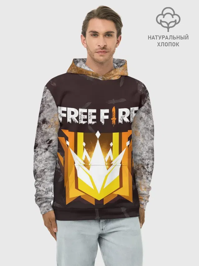Худи мужской базовый хлопок с принтом «Garena Free Fire — Free Fire | Фри фаер»