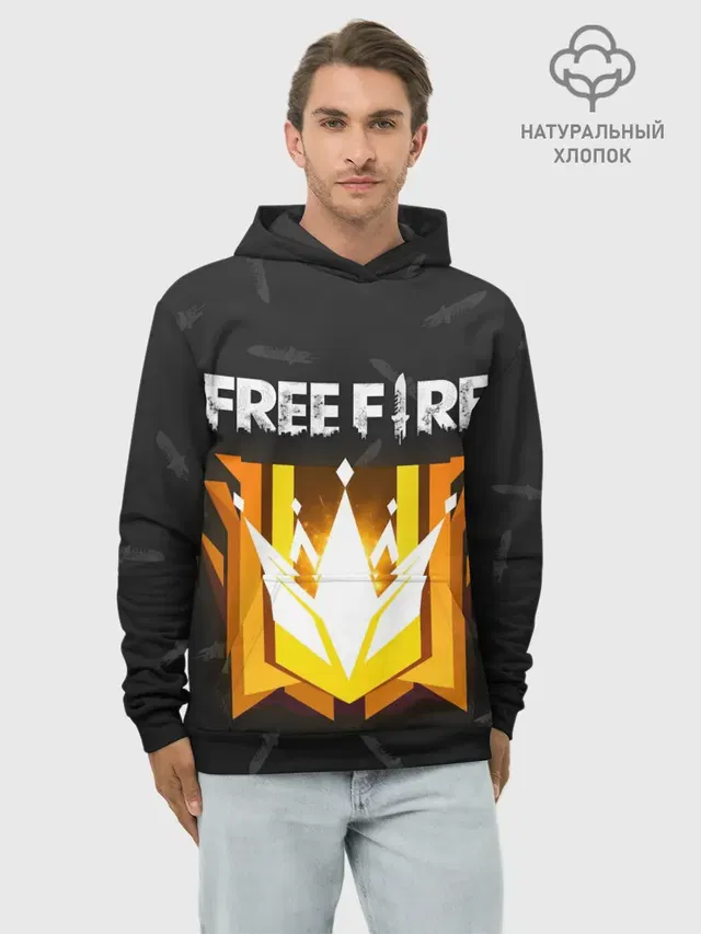 Худи мужской базовый хлопок с принтом «Garena Free Fire — Free Fire — Фри фаер»