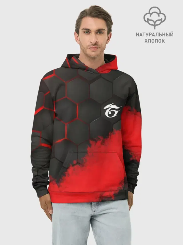 Худи мужской базовый хлопок с принтом «Garena RED Line»