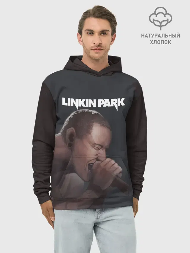 Худи мужской базовый хлопок с принтом «Chester Bennington»