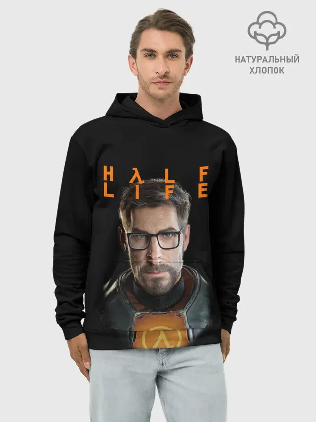 Худи мужской базовый хлопок с принтом «Half-Life Freeman Фриман — FREEMAN — ФРИМАН»