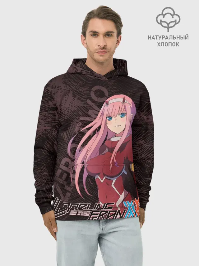 Худи мужской базовый хлопок с принтом «Zero Two — Zero Two Любимый во Франксе»