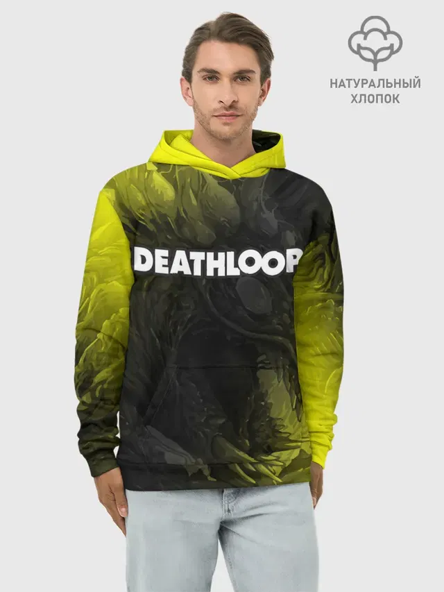 Худи мужской базовый хлопок с принтом «Deathloop - Hyperbeast»