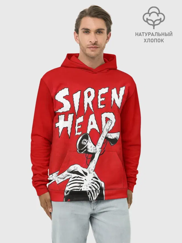 Худи мужской базовый хлопок с принтом «Red Siren Head»