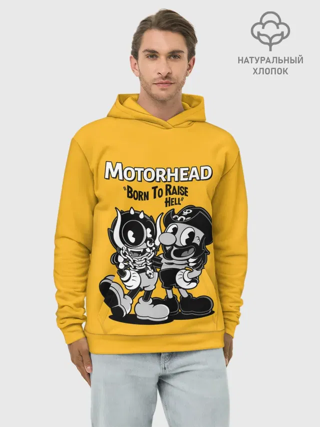 Худи мужской базовый хлопок с принтом «Motorhead — Motorhead x Cuphead»