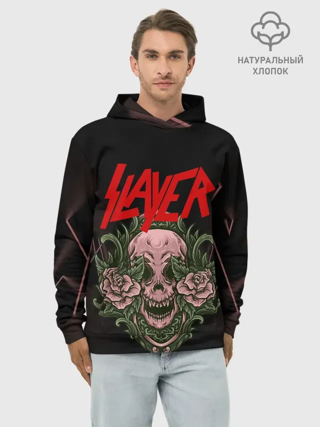 Худи мужской базовый хлопок с принтом «Slayer — УБИЙЦА»