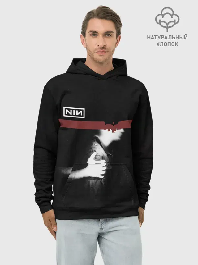 Худи мужской базовый хлопок с принтом «Разный рок — Nine Inch Nails»