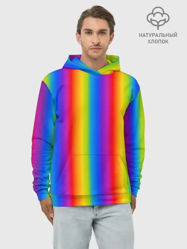 Худи мужской базовый хлопок с принтом «Абстракция — Color gradient»