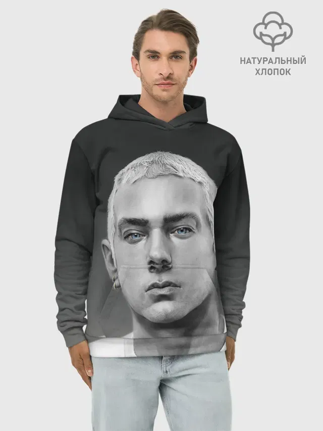 Худи мужской базовый хлопок с принтом «Eminem — ЭМИНЕМ»