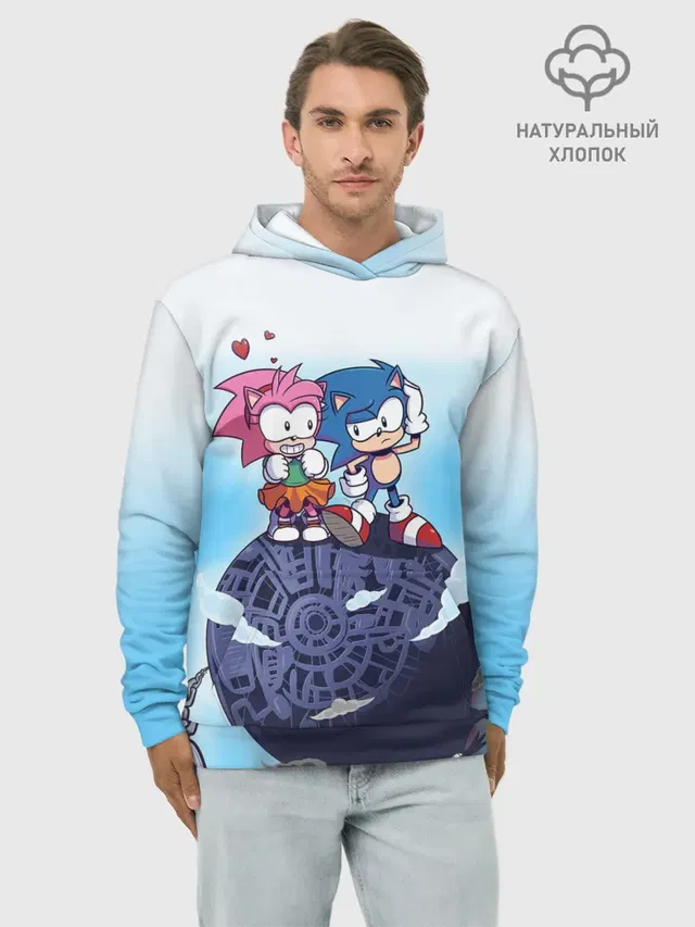 Худи мужской базовый хлопок с принтом «Соник — AMY ROSE»