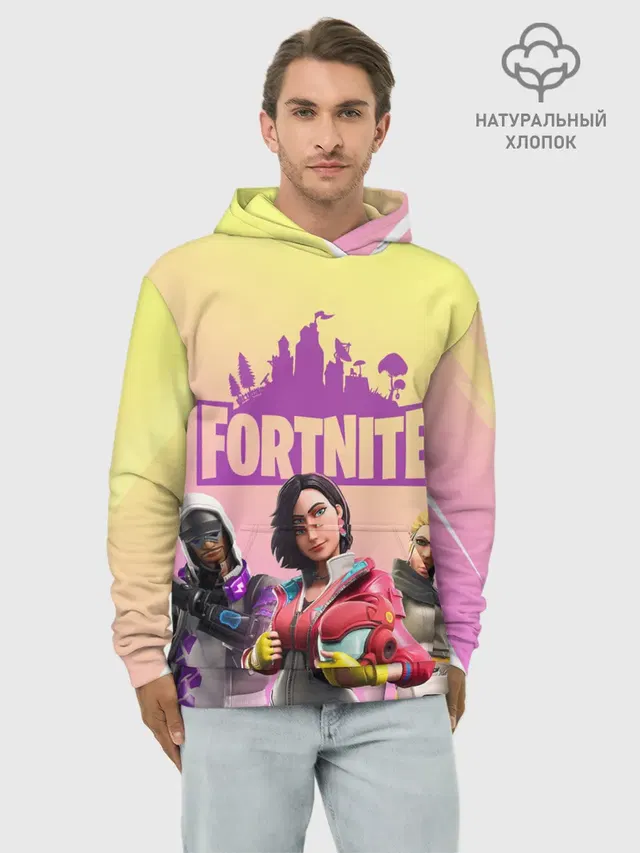 Худи мужской базовый хлопок с принтом «Фортнайт — Fortnite Squad»