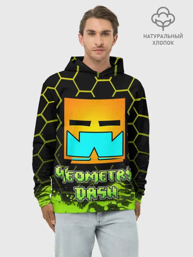 Худи мужской базовый хлопок с принтом «Geometry Dash»