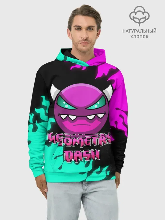 Худи мужской базовый хлопок с принтом «Geometry Dash»
