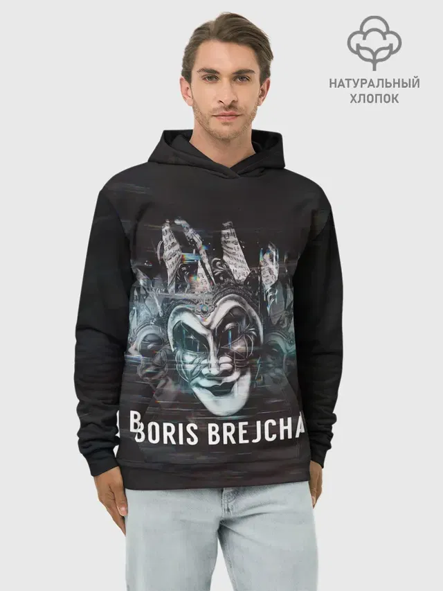 Худи мужской базовый хлопок с принтом «Boris Brejcha — Boris Brejcha Mask»