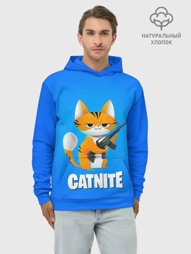 Худи мужской базовый хлопок с принтом «Фортнайт — Catnite»