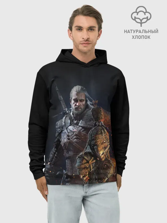 Худи мужской базовый хлопок с принтом «Witcher III»