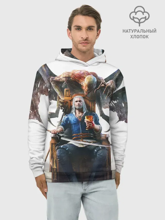 Худи мужской базовый хлопок с принтом «Geralt»