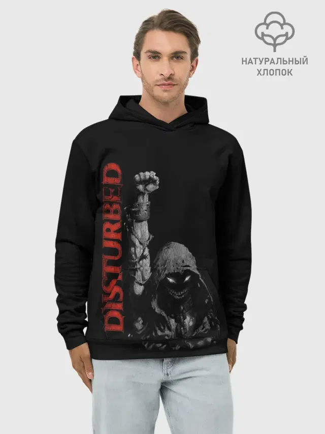Худи мужской базовый хлопок с принтом «Disturbed»
