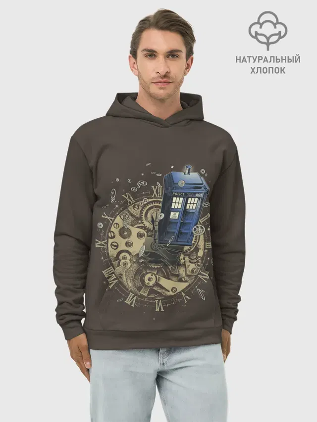 Худи мужской базовый хлопок с принтом «Tie to Tardis»