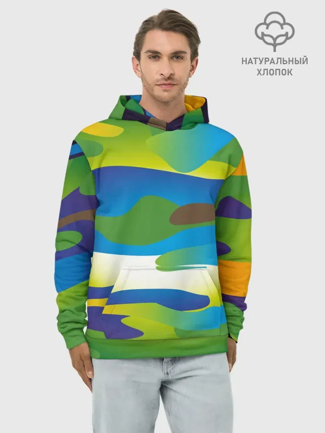 Худи мужской базовый хлопок с принтом «Абстракция — CAMOUFLAGE 2022»