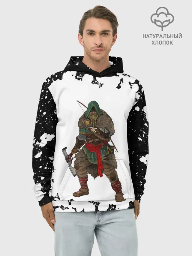Худи мужской базовый хлопок с принтом «Viking — ASSASSINS CREED VALHALLA»