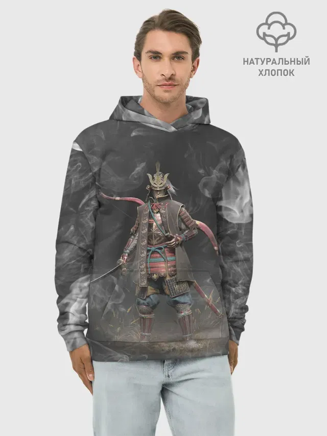 Худи мужской базовый хлопок с принтом «Samurai — Warrior — Sekiro shadows die twice»