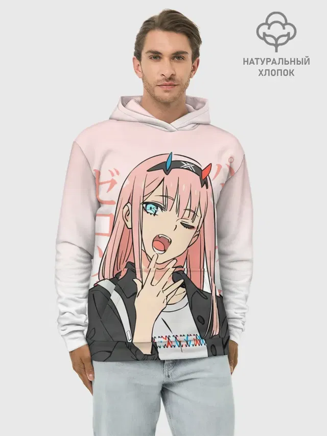 Худи мужской базовый хлопок с принтом «Darling in the FranXX — Zero Two Darling in the Franxx»